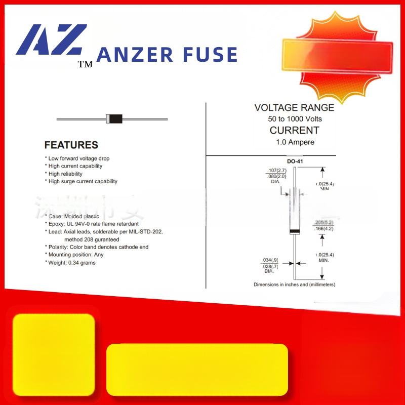 Dioda 1N4007M71A1000Vdo-41 Plug-In lyginamoji dioda, greitas atkūrimas, silicijus