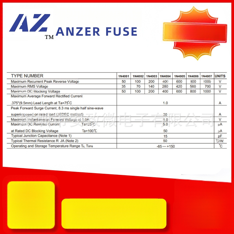Dioda 1N4007M71A1000Vdo-41 Plug-In lyginamoji dioda, greitas atkūrimas, silicijus