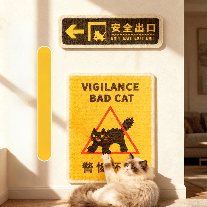 Katės įbrėžimų lenta – vertikalus sienos montavimas, iš sisalo, 40 vnt. dėžėje, nacionalinės tendencijos stilius