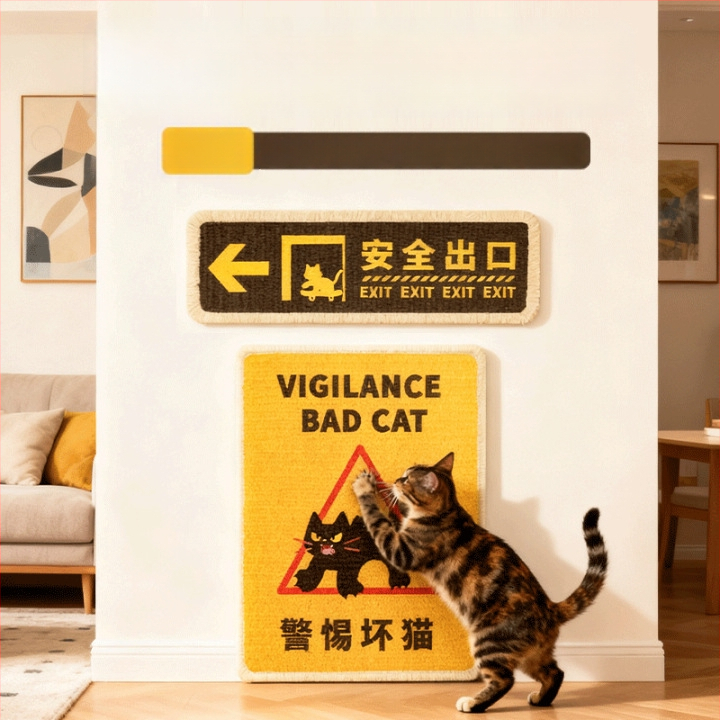 Katės įbrėžimų lenta – vertikalus sienos montavimas, iš sisalo, 40 vnt. dėžėje, nacionalinės tendencijos stilius