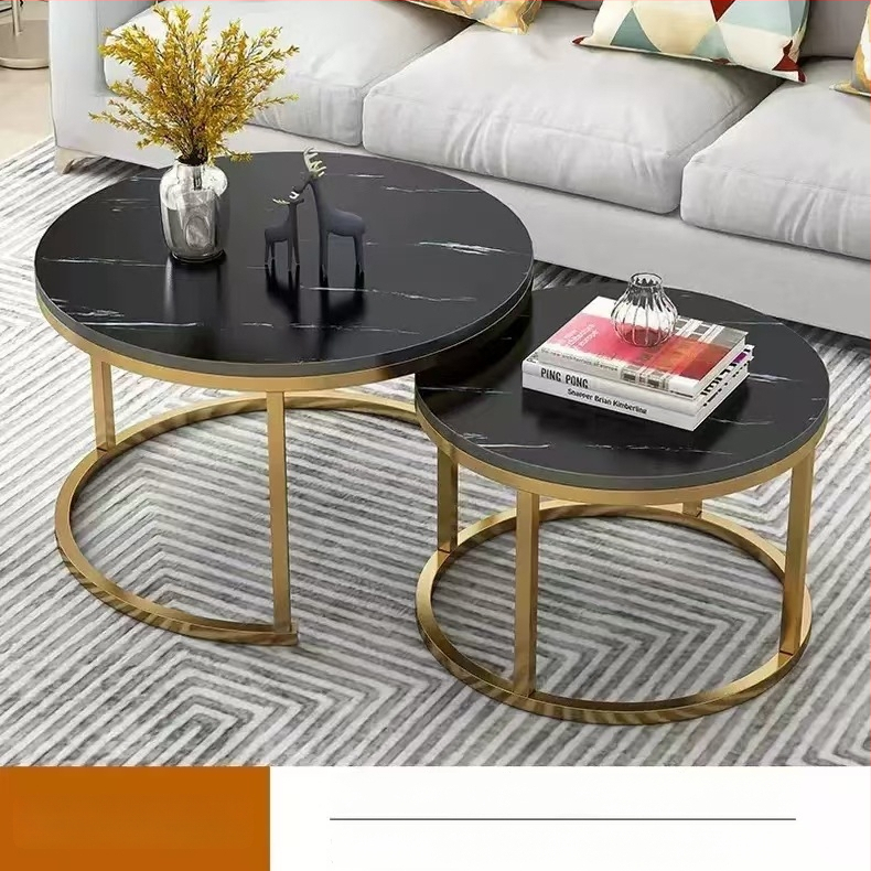 Kavos staliukas su apvaliu kraštų, plieno rėmas, viršus iš tankios plokštės, modernus minimalistinis Šiaurės stilius, modelis 001, surinkimas reikalingas.