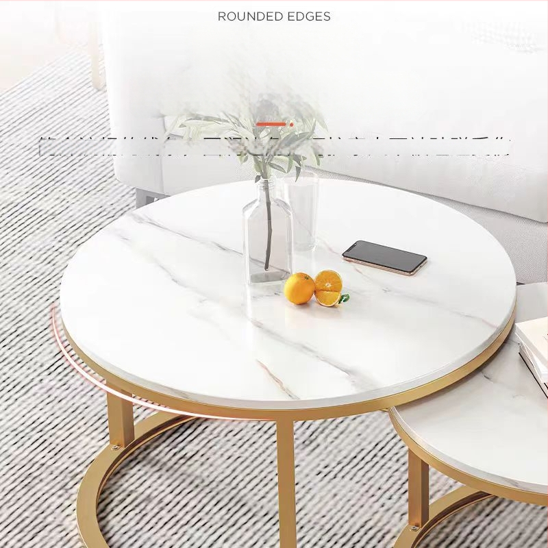 Kavos staliukas su apvaliu kraštų, plieno rėmas, viršus iš tankios plokštės, modernus minimalistinis Šiaurės stilius, modelis 001, surinkimas reikalingas.