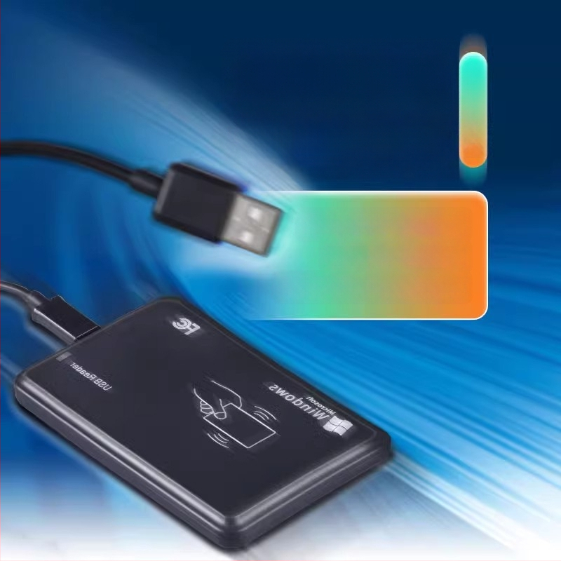 ICID prieigos kontrolėi skirtas kortelių skaitytuvas, dviejų dažnių, USB be vairuotojo, kortų išdavimų modulis (Jutiklio atstumas 1–5; Skaitymo laikas 0.5; Saugojimo talpa 1024)