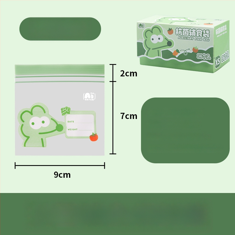 Užsąvarinė maišelis maistui laikyti, antibakterinis, maisto kokybės PE; Medžiaga: PE; Uždarymo ilgis: 5–20 cm; Storio tolerancija: ±0.1–0.3 mm; 36 vnt dėžutėje; Prekės ženklas: Junyu.