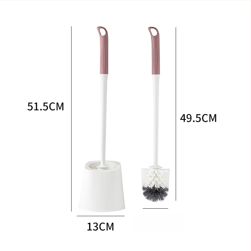 Toaletės šepetėlis su minkštomis šerelėmis, apvali galva, sieninis laikiklis su apsauga nuo purslų, ilgą kotą, su pagrindu, iš plastiko