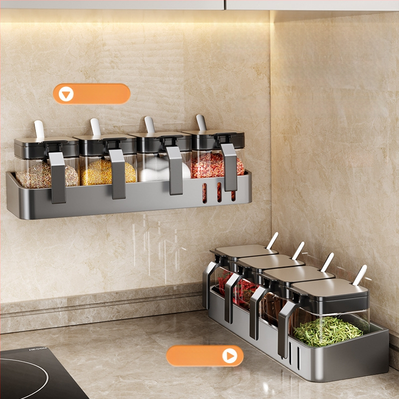 Nástenný set na korenie z nehrdzavejúcej ocele, fľaštičky soľ a korenie, pre pevné korenie, uvedený v roku 2024