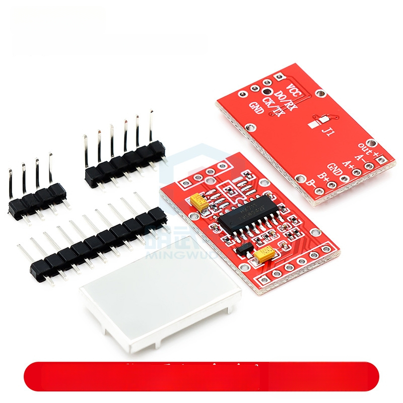 HX711 ADC modulis svarstyklių jutikliui, dvejų kanalų, 24 bitų ADC, ekranuotas
