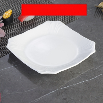 Keturkampė porcelianinė lėkštė, kinų stilius, vientisas paviršius