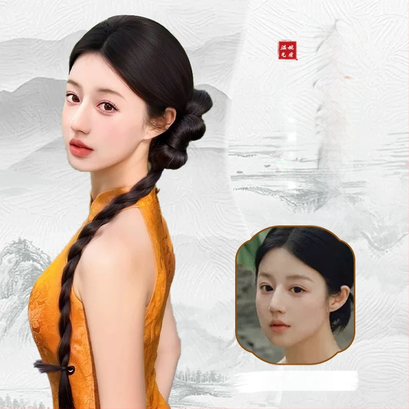 Fujia rokām austā parūka ar asti – modelis 0623, sievietēm, mati no augstas temperatūras stieples