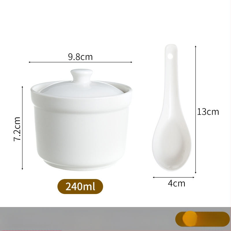 Keraminis vandens vonios troškinimo indas su dangteliu, skirtas sriuboms su paukščių lizdo ir kiaušinių kremu, viešbučių virtuvės keramika, kinų minimalistinis stilius, išleistas 2024 m