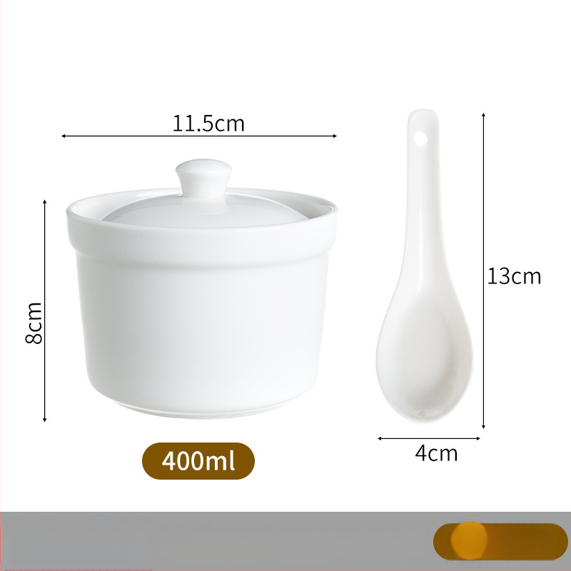 Keraminis vandens vonios troškinimo indas su dangteliu, skirtas sriuboms su paukščių lizdo ir kiaušinių kremu, viešbučių virtuvės keramika, kinų minimalistinis stilius, išleistas 2024 m