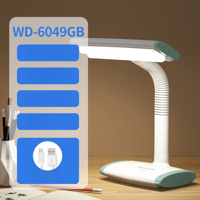 Įkraunama LED biuro lemputė, liečiamasis jungiklis, sulankstomas dizainas, įmontuota baterija, Micro USB/Type-C jungtis