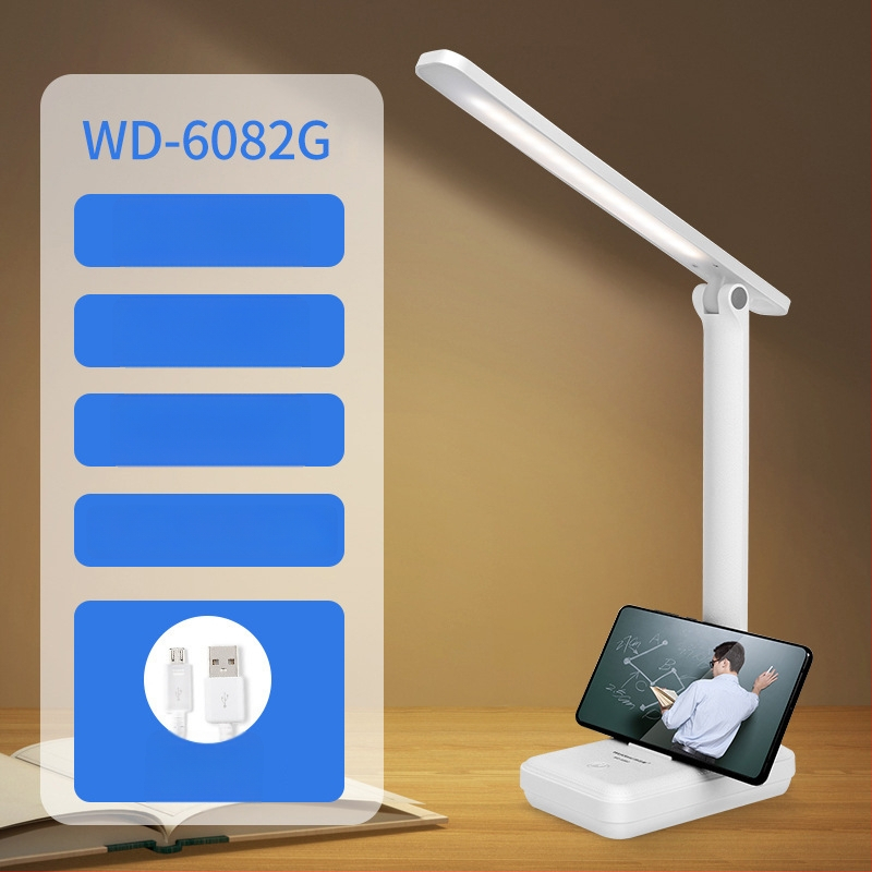 Įkraunama LED biuro lemputė, liečiamasis jungiklis, sulankstomas dizainas, įmontuota baterija, Micro USB/Type-C jungtis