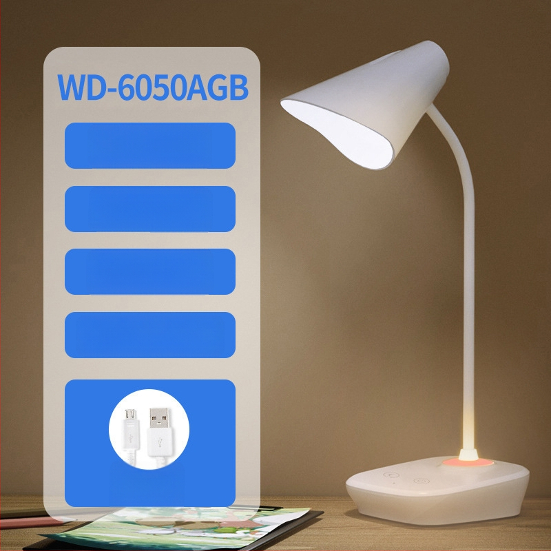 Įkraunama LED biuro lemputė, liečiamasis jungiklis, sulankstomas dizainas, įmontuota baterija, Micro USB/Type-C jungtis