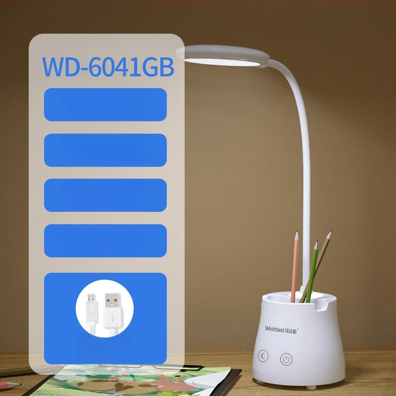 Įkraunama LED biuro lemputė, liečiamasis jungiklis, sulankstomas dizainas, įmontuota baterija, Micro USB/Type-C jungtis