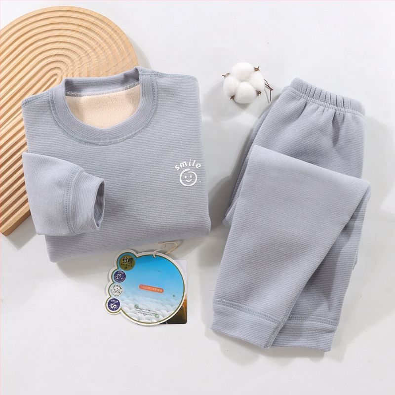 Laste termilise aluspesu komplekt - Ao-grain sametise vooderdu, paks, sügisel-talvise pidžaamad 3–8-aastastele, ümmargune kaelus