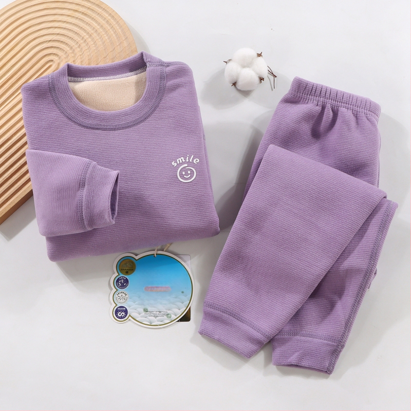 Laste termilise aluspesu komplekt - Ao-grain sametise vooderdu, paks, sügisel-talvise pidžaamad 3–8-aastastele, ümmargune kaelus