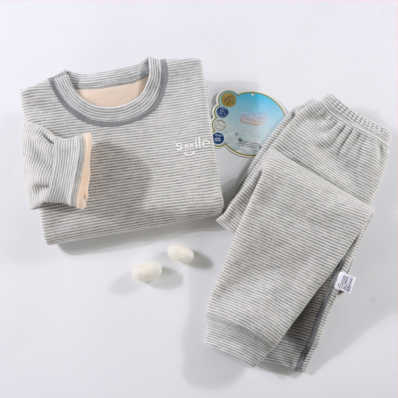 Laste termilise aluspesu komplekt - Ao-grain sametise vooderdu, paks, sügisel-talvise pidžaamad 3–8-aastastele, ümmargune kaelus