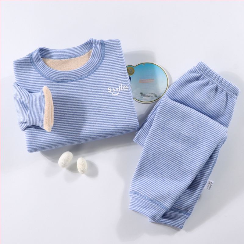 Laste termilise aluspesu komplekt - Ao-grain sametise vooderdu, paks, sügisel-talvise pidžaamad 3–8-aastastele, ümmargune kaelus