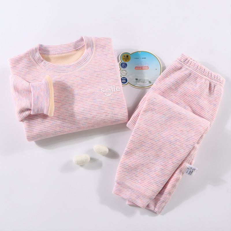 Laste termilise aluspesu komplekt - Ao-grain sametise vooderdu, paks, sügisel-talvise pidžaamad 3–8-aastastele, ümmargune kaelus