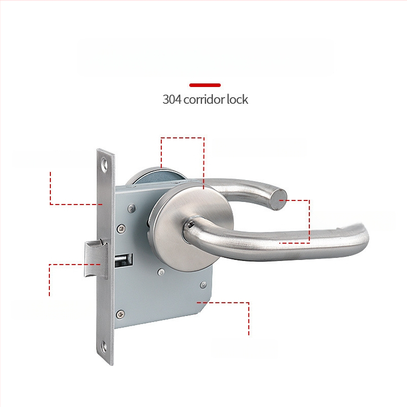 Koridoriaus durų rankenos spyna – nerūdijančio plieno lydinys, modelis Aisle lock, su raktu, tinkama mokykloms ir ligoninėms