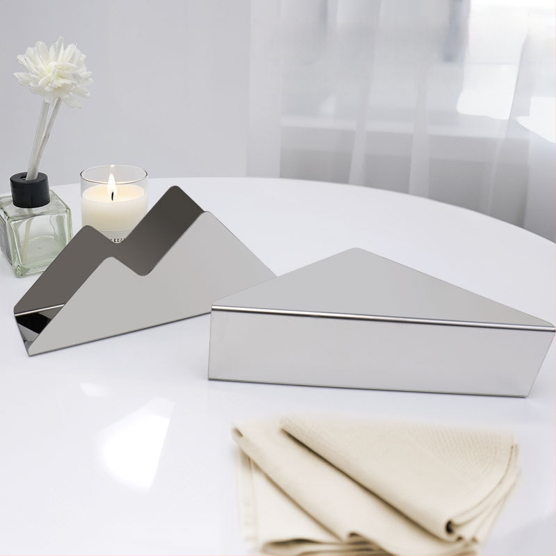 Servetėlių laikiklis iš nerūdijančio plieno su veidrodiniu paviršiumi, elektroplatinimas, stačiakampė forma, dviejų viršūnių dizainas