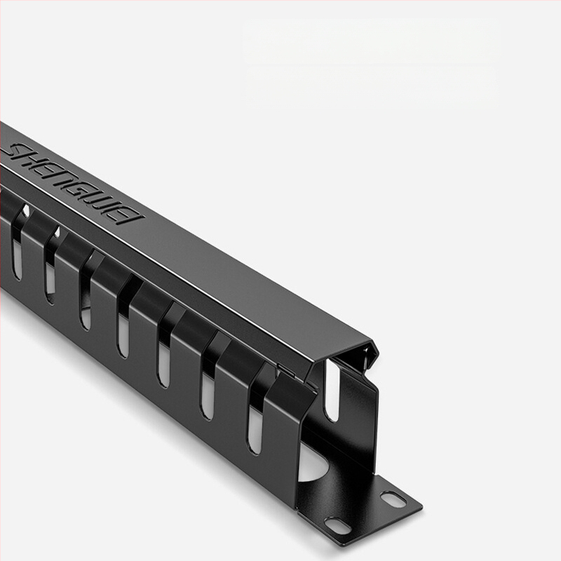 Win as Tvirtas 19 colių 1U metalinis kabelių tvarkymo rackas skriūtims su 24/48 tinkleliais