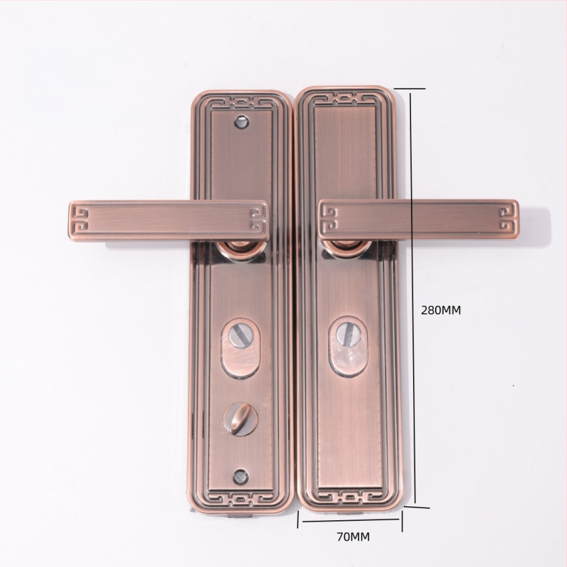 JT-002 durų rankena su dvigubu užraktu, geležinis korpusas, šerdinis užraktas, priešvagystė, šiuolaikinis minimalistinis stilius, pritaikymas įmanomas