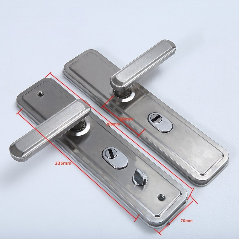 JT-002 durų rankena su dvigubu užraktu, geležinis korpusas, šerdinis užraktas, priešvagystė, šiuolaikinis minimalistinis stilius, pritaikymas įmanomas