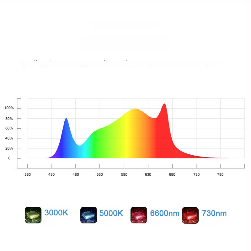 Šiltnamio LED augimo šviesa – pilnos spektras, 540 LED, 48 000 lm, 100–277 V, IP65, tarnavimo laikas 50 000 h