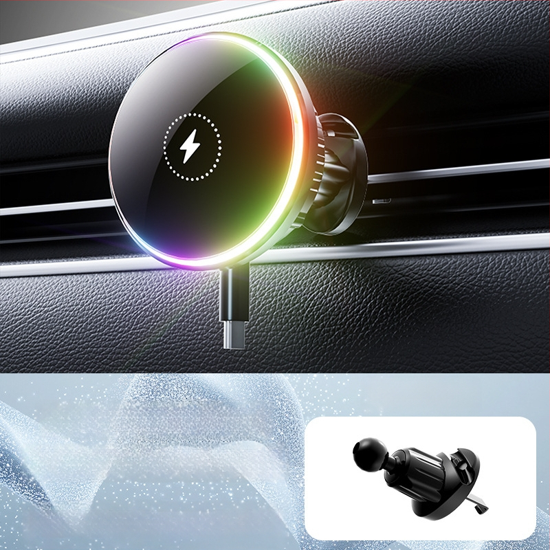 Magnetiline juhtmevaba auto telefonihoidik 15W laadimisega, kinnitamine õhukanalile (snap-on)