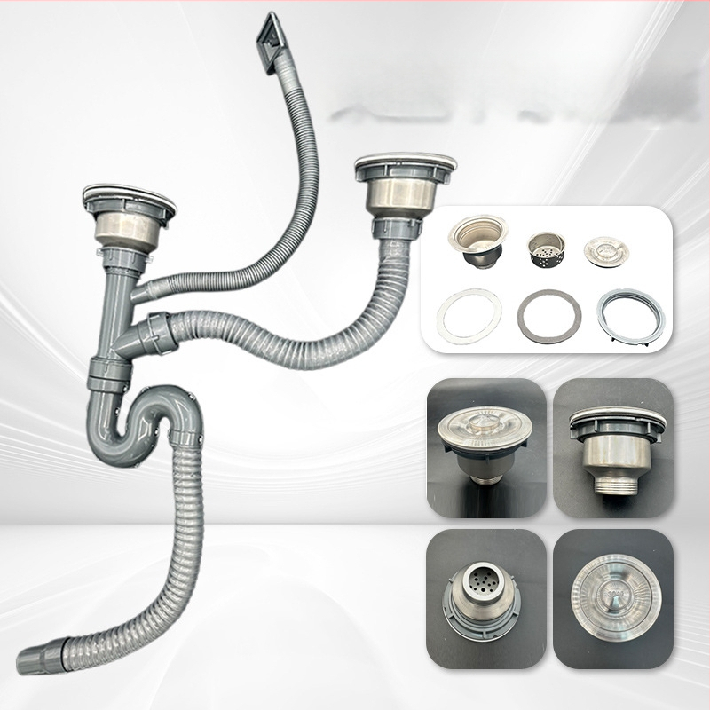 Kööginõude äravoolutorude komplekt, S-kaar, polüpropüleen, tõmbe tüüp, kohandatud töötlemine