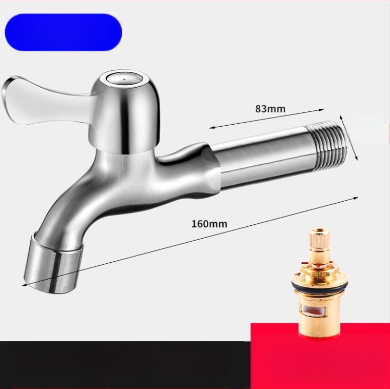 Pesumasinaga kraan 304 roostevabast terasest, seinasse paigaldatav, kiire avamine, kerami disk ventiil, istme diameeter 20 mm