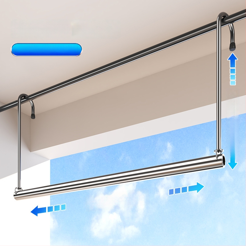 Pochile Balkono teleskopinė skalbinių džiovykla iš nerūdijančio plieno, be gręžimo, sulankstoma, skirta antklodėms ir paklodėms