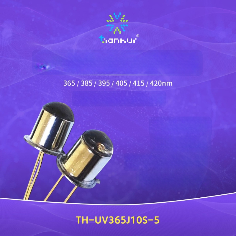 UV LED inline metalinio vamzdelio lemputė 365 nm ultravioletinė diodų šviesa biocheminiams detekcijoms, 20 mA, 3.2–4.0 V, 0.08–0.1 W, sklaidos kampas 10°