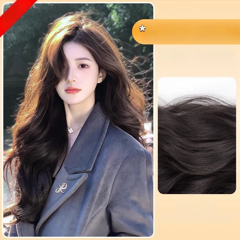 Trijų dalių mikro volų parūka su nematoma viršutine dalimi, ilgos garbanos, apimtis, ilgis 50–60 cm, karščiui atspari sintetinių pluoštų