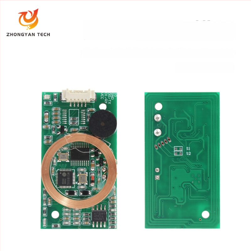 RFID dviejų dažnių kortų skaitytuvo modulis ZY-RFM411, 125kHz+13.56MHz, sąsajos RS232/TTL/USB, ISO14443A/B, aptikimo atstumas 2-5, modelis ZY-RFM411