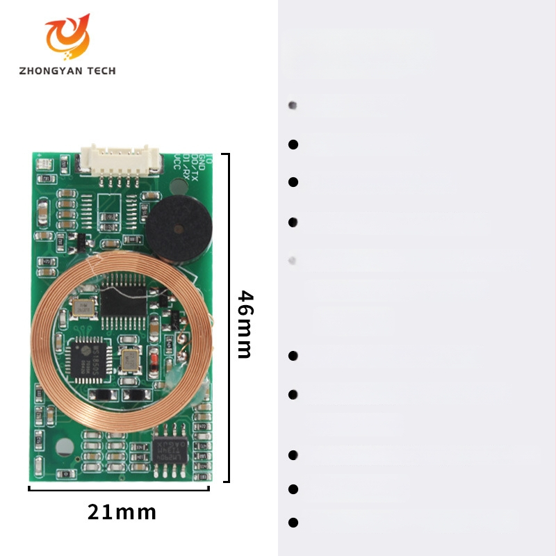 RFID dviejų dažnių kortų skaitytuvo modulis ZY-RFM411, 125kHz+13.56MHz, sąsajos RS232/TTL/USB, ISO14443A/B, aptikimo atstumas 2-5, modelis ZY-RFM411