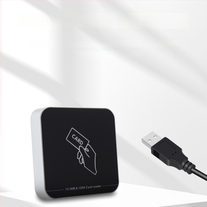 ZY-T304 USB bekontaktis RFID skaitytuvas prieigos kontrolei, dviejų dažnių (125 kHz + 13,56 MHz), ID/IC kortelėms, skaitymo diapazonas 2-5 cm, skaitymo laikas 0,2 s