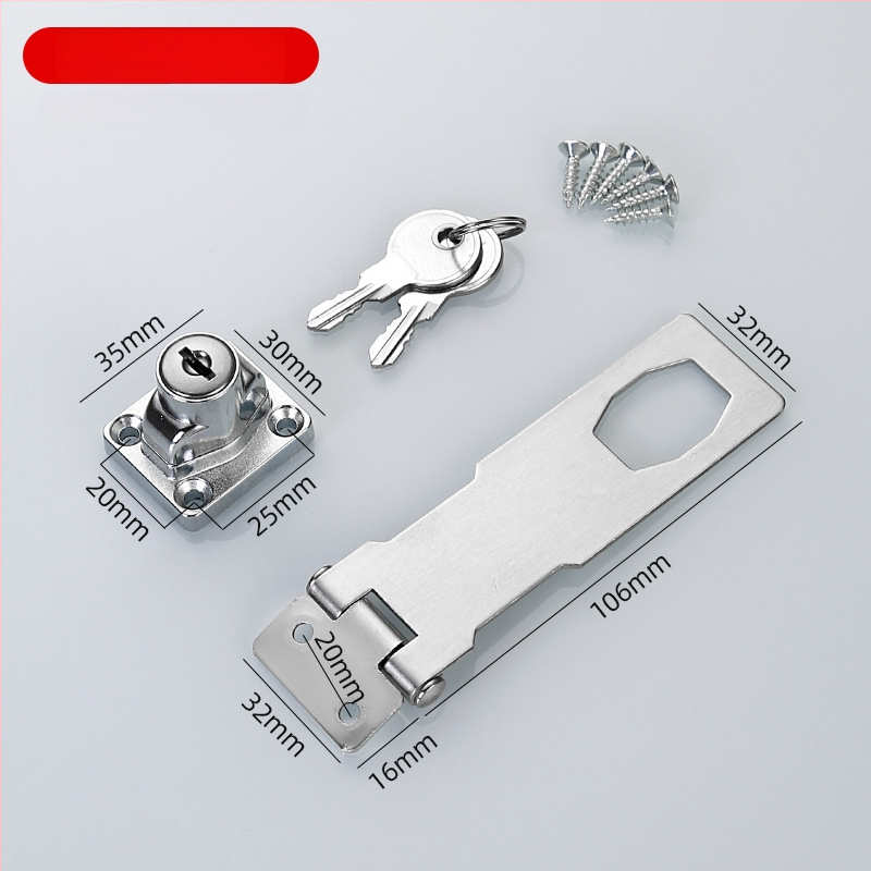 Nerūsavat terasest ja tsingi sulamust valmistatud sahtli lukk, mudel Lock plate, sobib arhiivikam kappidele, külmikutele, garderoobidele ja sahtlite kappidele