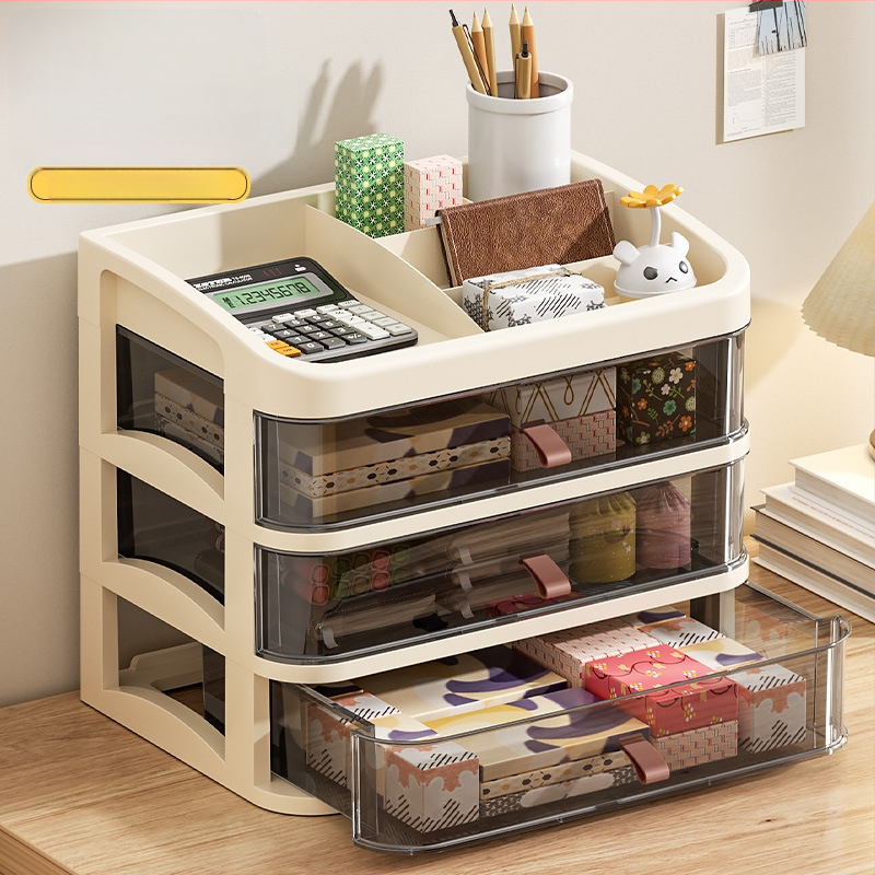 Stalo laikymo spintelė su stalčiais – PP medžiaga, paprastas modernus dizainas, montuojamas ant stalo