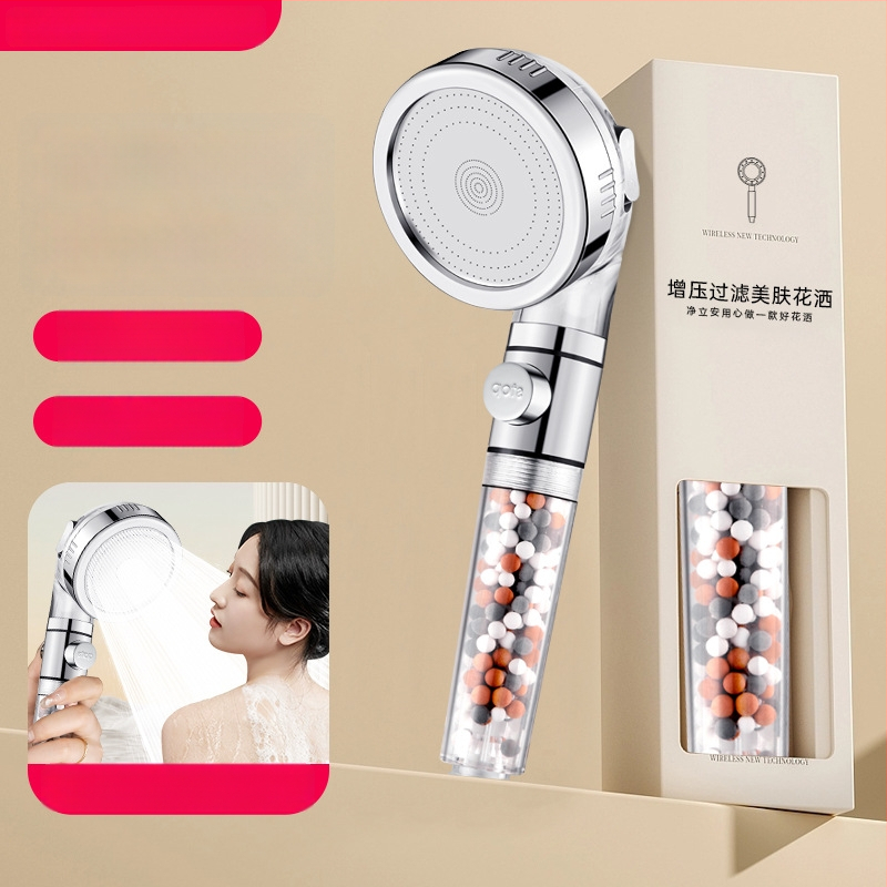 Slėginė filtruota dušos galva, ABS korpusas, filtravimas su dechloravimu ir neigiamais jonais, trijų srauto režimų, darbinė temperatūra 0–99°C