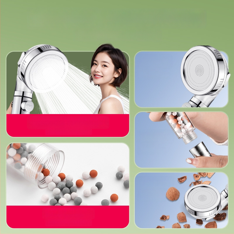 Slėginė filtruota dušos galva, ABS korpusas, filtravimas su dechloravimu ir neigiamais jonais, trijų srauto režimų, darbinė temperatūra 0–99°C