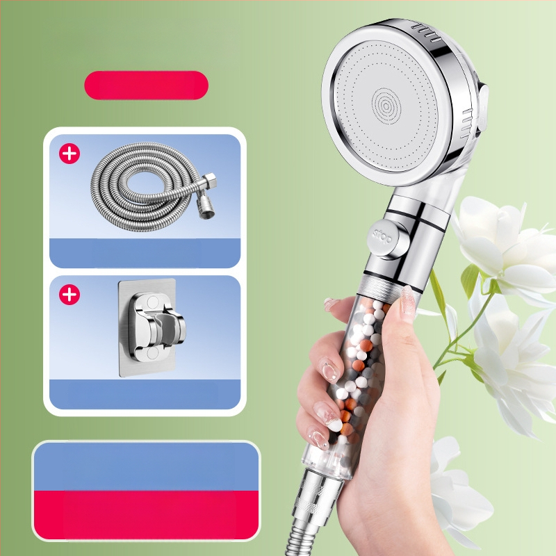 Slėginė filtruota dušos galva, ABS korpusas, filtravimas su dechloravimu ir neigiamais jonais, trijų srauto režimų, darbinė temperatūra 0–99°C