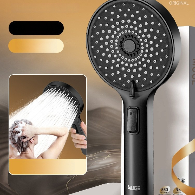 Dušo galva su galingu purškimu, vandens srautas esant slėgiui, apvali, sienai pritvirtinta, ABS plastikas