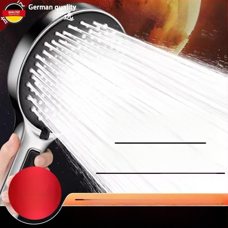 Dušo galva su galingu purškimu, vandens srautas esant slėgiui, apvali, sienai pritvirtinta, ABS plastikas