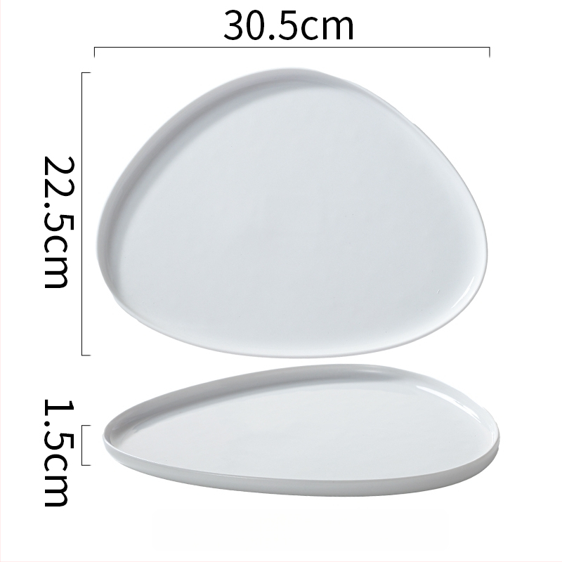 Porcelininė trikampė kepsninės lėkštė, šiaurietiškas stilius, auksinis kraštas, keraminė lėkštė su išskirtine forma