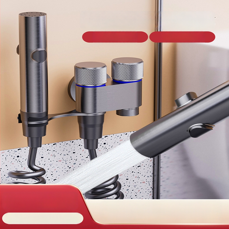 Tualeto komplektas su purškimo pistole ir čiaupo išplėtikliu, nerūdijantis plienas, Luyu prekinis ženklas, lengvas prabangos stilius