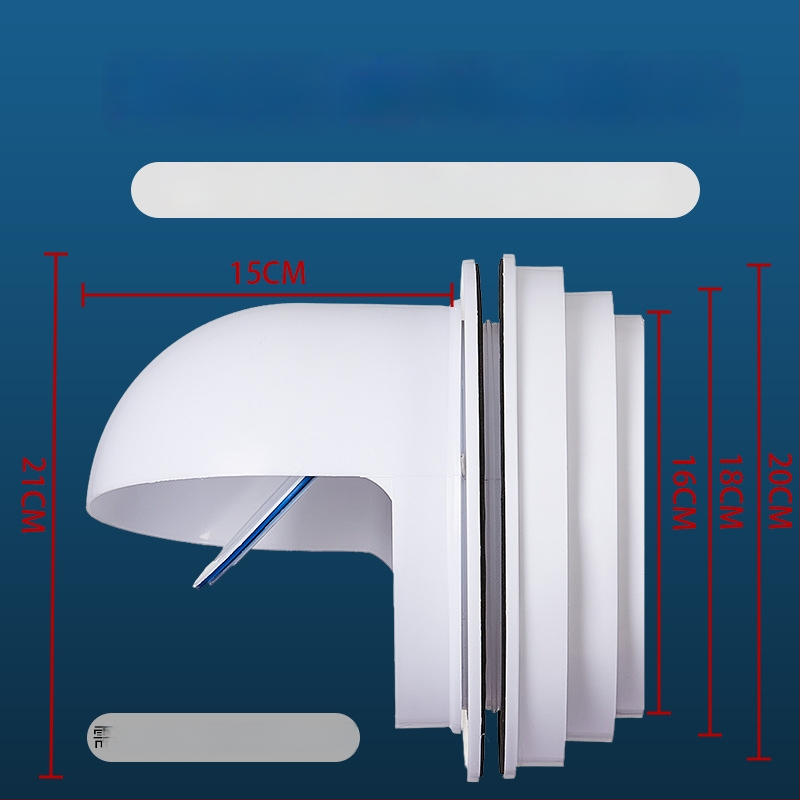 Virtuves atgriezeniskā plūsmas vārsta ventilis – caur sienu, PP plastmasa, mūsdienīgs minimālisma stils, izturīgs pret vēju, lietu un putniem