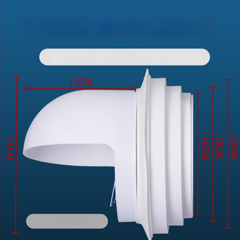 Virtuves atgriezeniskā plūsmas vārsta ventilis – caur sienu, PP plastmasa, mūsdienīgs minimālisma stils, izturīgs pret vēju, lietu un putniem